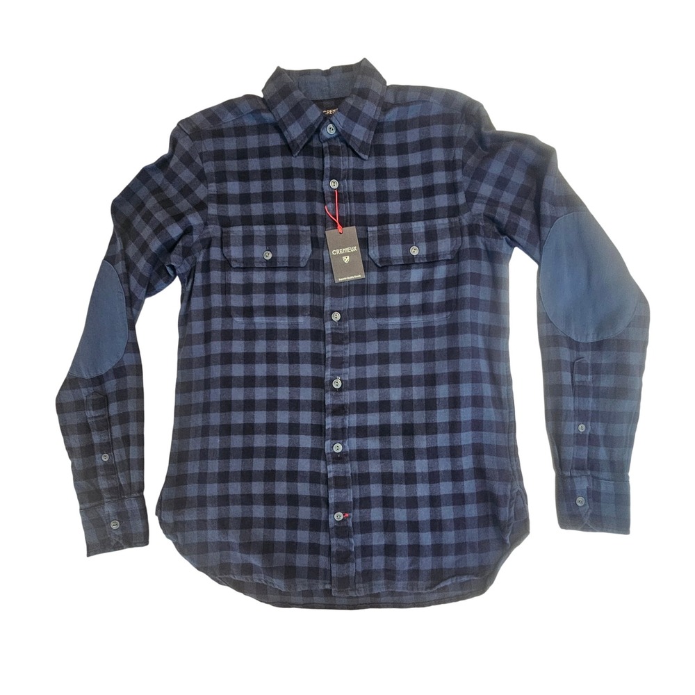 Cremieux S Small Blue & Black Plaid Flannel Longsleeve Button Up Shirt NWT L607